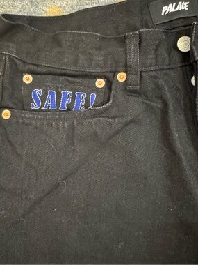 PALACE Black Button-Fly Denim Jeans with Subtle Silver Hardware